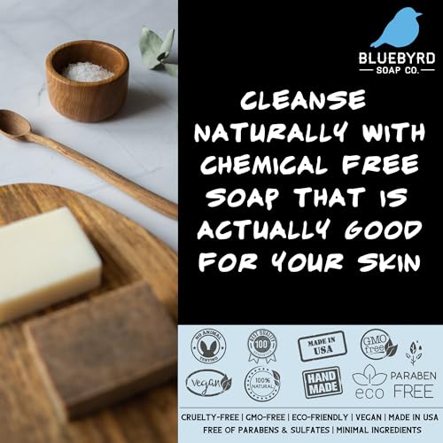 Bluebyrd Soap Co. Cedar Balsam + Mint Solid Shampoo & Body Wash Soap Bar | 100% All Natural Multi-Purpose Bars -Refreshing Menthol Scent | Pure Essential Oil, Vegan, Organic (Cedar Mint)